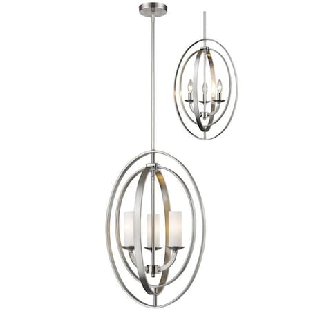 Z-Lite Ashling 3 Light Pendant, Brushed Nickel & Matte Opal 6004-3S-BN